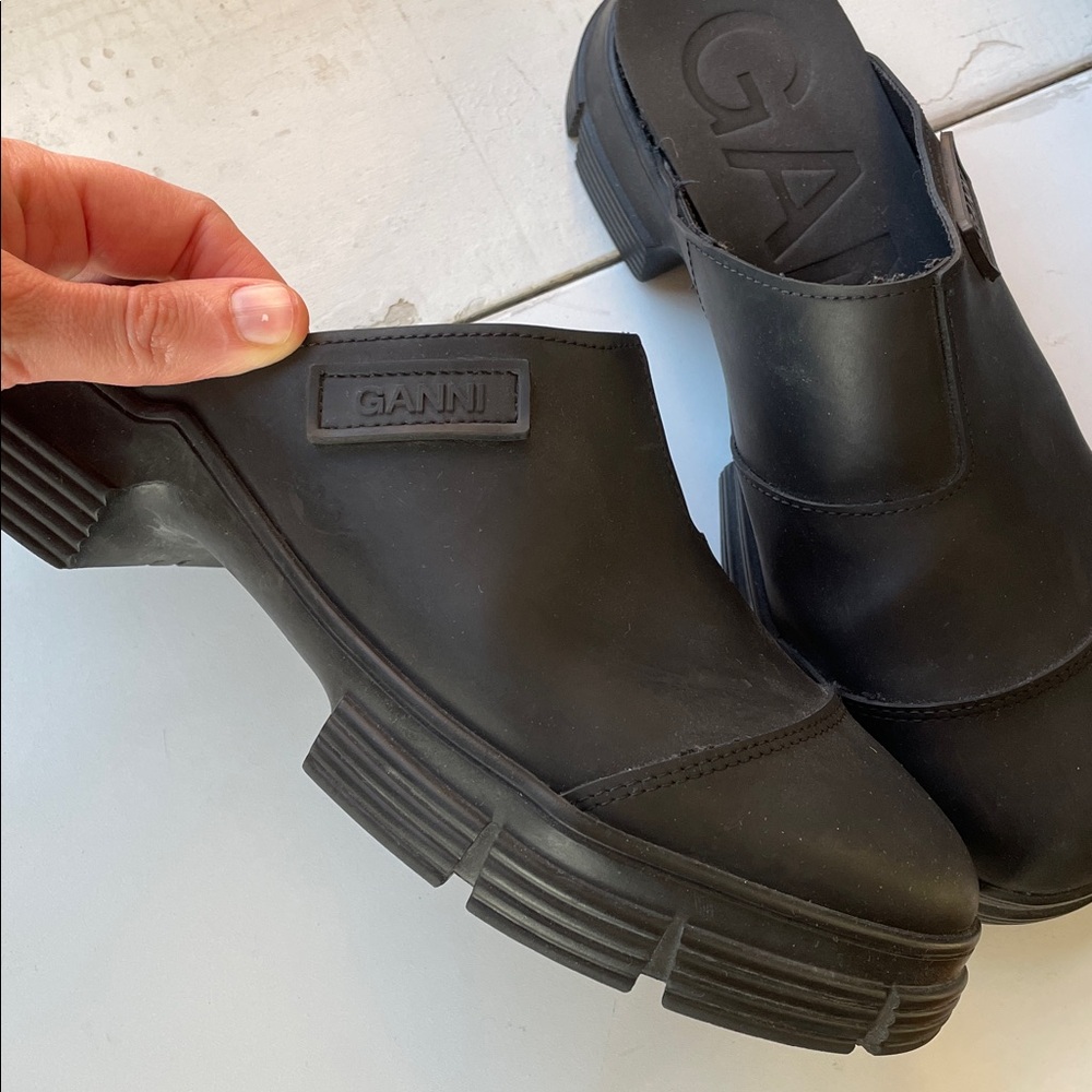 Ganni Recycled Rubber City Mules - Black - Size 39 - Picture 3 of 7